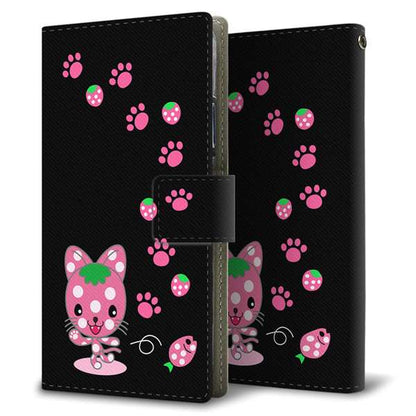 iPhone17 Pro Max 高画質仕上げ プリント手帳型ケース ( 薄型スリム )むかいあぐる イチゴ猫のにゃんベリー