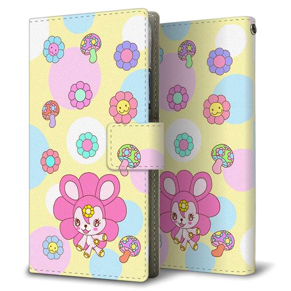 BASIO active SHG09 au 高画質仕上げ プリント手帳型ケース ( 薄型スリム )むかいあぐる フラワーうさぎのフラッピョン