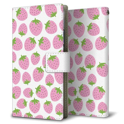 Xperia 10 VI A402SO SoftBank 高画質仕上げ プリント手帳型ケース ( 薄型スリム )小さいイチゴ模様