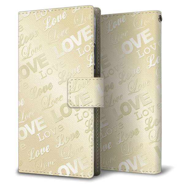 Galaxy S23 FE SCG24 au 高画質仕上げ プリント手帳型ケース ( 薄型スリム )エンボス風LOVEリンク