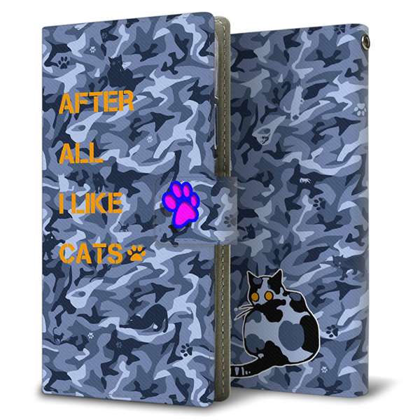 AQUOS sense7 plus A208SH SoftBank 高画質仕上げ プリント手帳型ケース ( 薄型スリム )迷彩猫