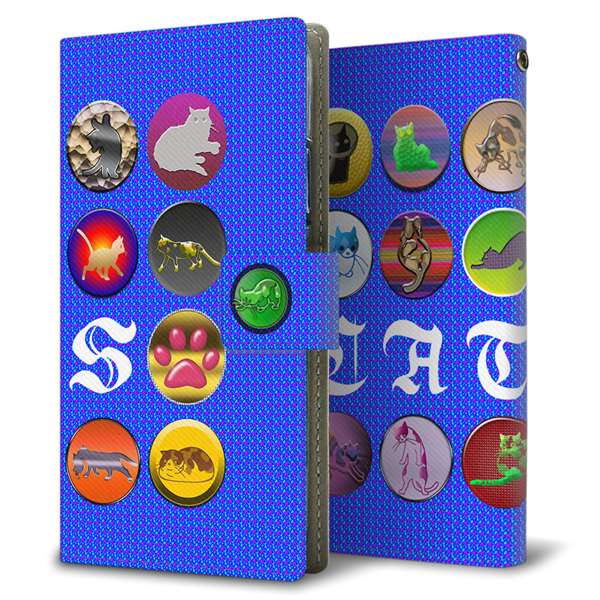 Galaxy S23 FE SCG24 au 高画質仕上げ プリント手帳型ケース ( 薄型スリム )CAT PINS