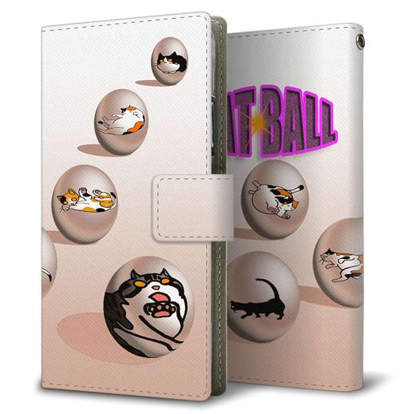 iPhone15 高画質仕上げ プリント手帳型ケース ( 薄型スリム ) 【YA933 CAT BALL】