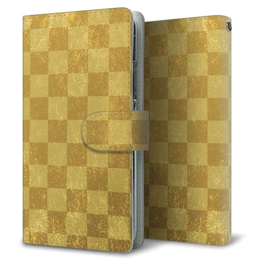 BASIO active2 SHG12 au 高画質仕上げ プリント手帳型ケース ( 通常型 ) 【619 市松模様-金（骨董風に傷んだイメージ）】