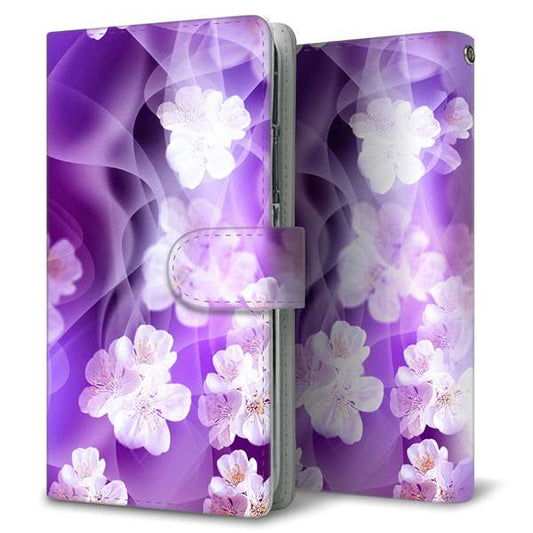 iPhone15 Pro 高画質仕上げ プリント手帳型ケース ( 通常型 ) 【1211 桜とパープルの風】