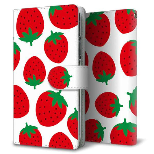 AQUOS wish5 A502SH Y!mobile 高画質仕上げ プリント手帳型ケース ( 通常型 ) 【SC818 大きいイチゴ模様レッド】