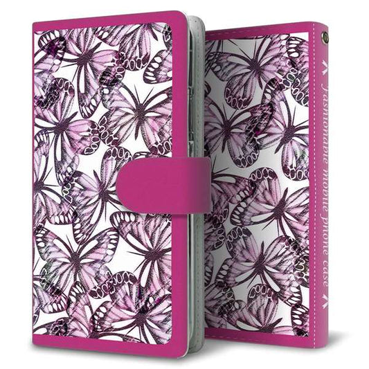SIMフリー アクオスセンス4 高画質仕上げ プリント手帳型ケース(通常型)【SC904 ガーデンバタフライ ピンク】