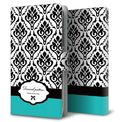 AQUOS wish5 SH-M32 高画質仕上げ プリント手帳型ケース ( 通常型 )ダマスク柄