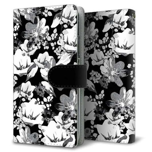 Galaxy S23 FE SCG24 au 高画質仕上げ プリント手帳型ケース ( 通常型 )花柄モノトーン