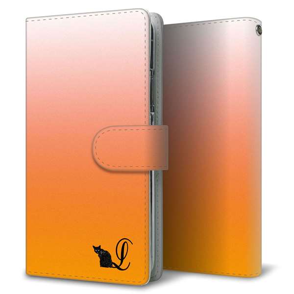Xperia 5 V SOG12 au 高画質仕上げ プリント手帳型ケース ( 通常型 )イニシャル ネコ