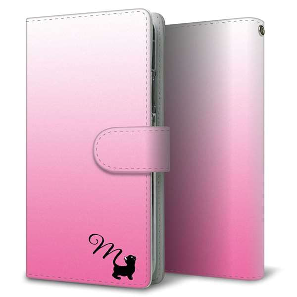 AQUOS wish5 SH-M32 高画質仕上げ プリント手帳型ケース ( 通常型 )イニシャル ネコ