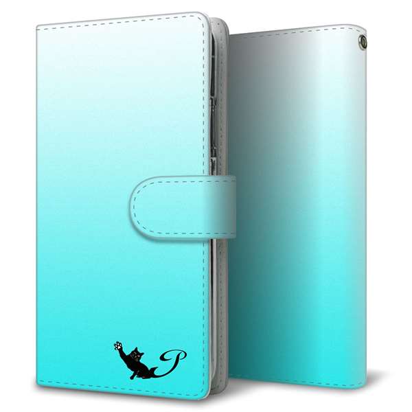 AQUOS wish5 SH-52F docomo 高画質仕上げ プリント手帳型ケース ( 通常型 )イニシャル ネコ