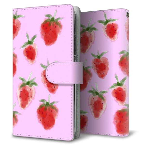 AQUOS wish4 A402SH Y!mobile 高画質仕上げ プリント手帳型ケース ( 通常型 )イチゴ 水彩