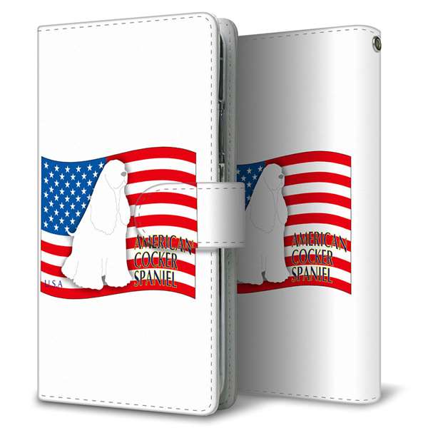 Galaxy S24 SCG25 au 高画質仕上げ プリント手帳型ケース ( 通常型 )アメリカ国旗と犬