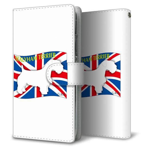 Galaxy S24 FE SCG30 au 高画質仕上げ プリント手帳型ケース ( 通常型 )イギリス国旗と犬