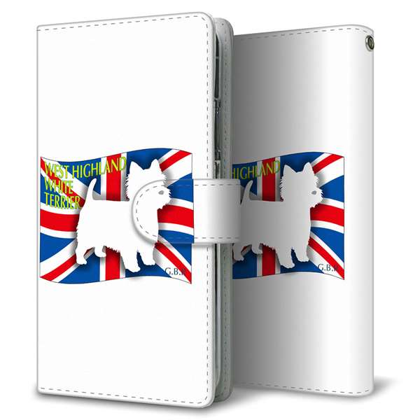 AQUOS wish5 A502SH Y!mobile 高画質仕上げ プリント手帳型ケース ( 通常型 )イギリス国旗と犬