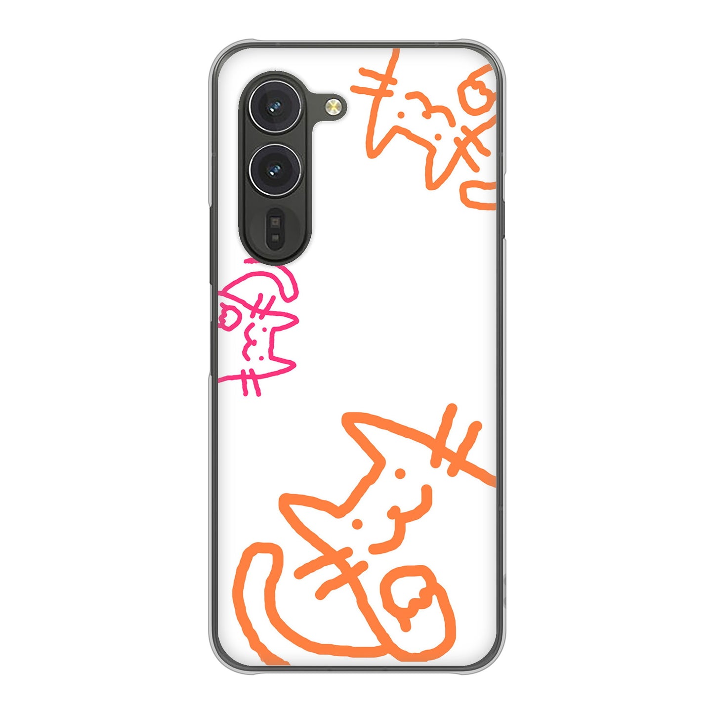 arrows Alpha M08 高画質仕上げ 背面印刷 ハードケース 【1098 手まねきする3匹のネコ】