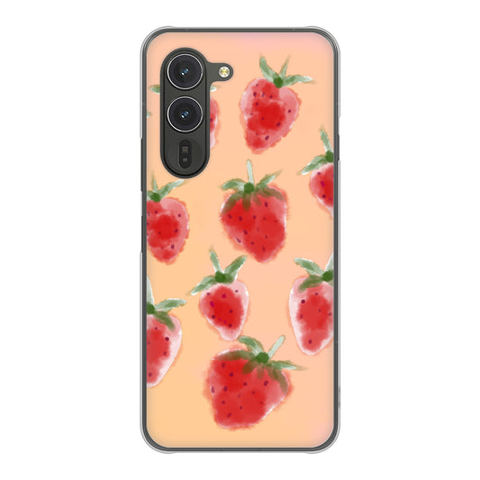 arrows Alpha M08 高画質仕上げ 背面印刷 ハードケースイチゴ 水彩