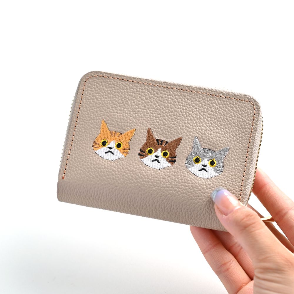 サンポ刺繍 お札が折れない コンパクトウォレット 【 シュリンクレザー 刺繍 】 本革 姫路レザー TKM
