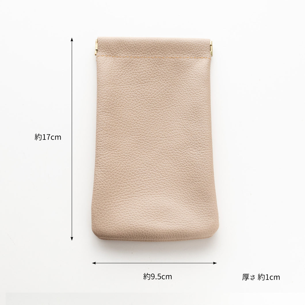 姫路レザー シュリンクレザー ばね口 ポーチ 名入れ