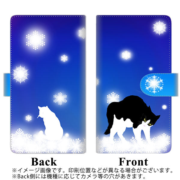 AQUOS R8 pro A301SH SoftBank 高画質仕上げ プリント手帳型ケース ( 通常型 ) 【YJ335 雪の結晶 はちわれ】