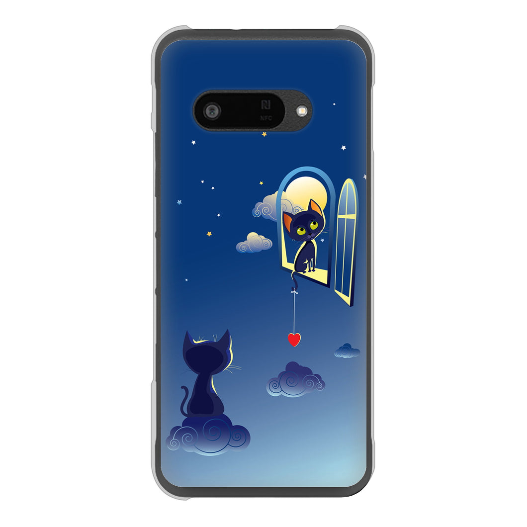 DIGNO SX4 高画質仕上げ 背面印刷 ハードケース夜とネコ