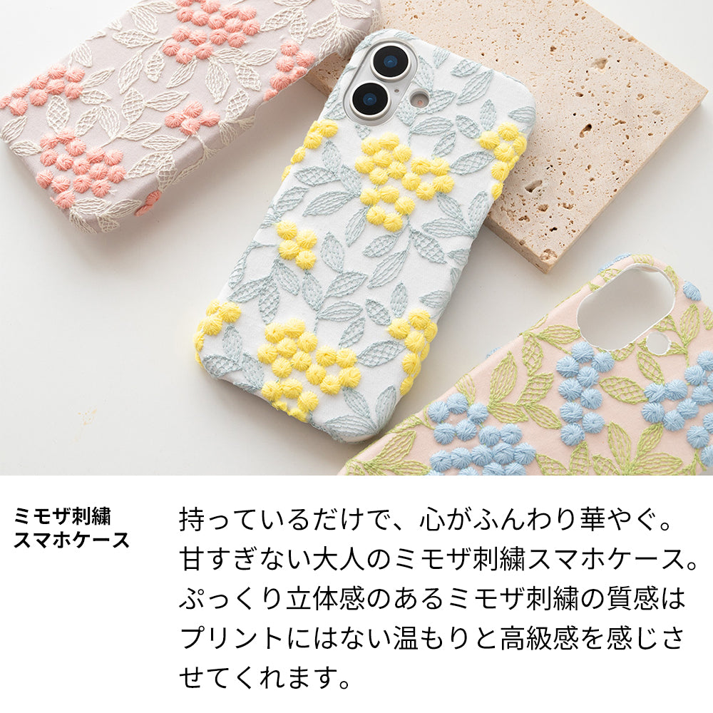 Google Pixel 11 Pro ぷっくりミモザ 刺繍 くすみカラー まるっと全貼りハードケース