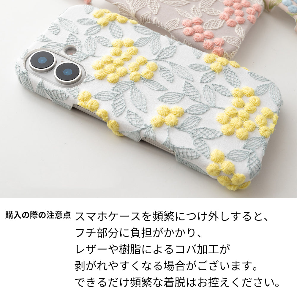 AQUOS Xx2 mini 503SH SoftBank ぷっくりミモザ 刺繍 くすみカラー まるっと全貼りハードケース