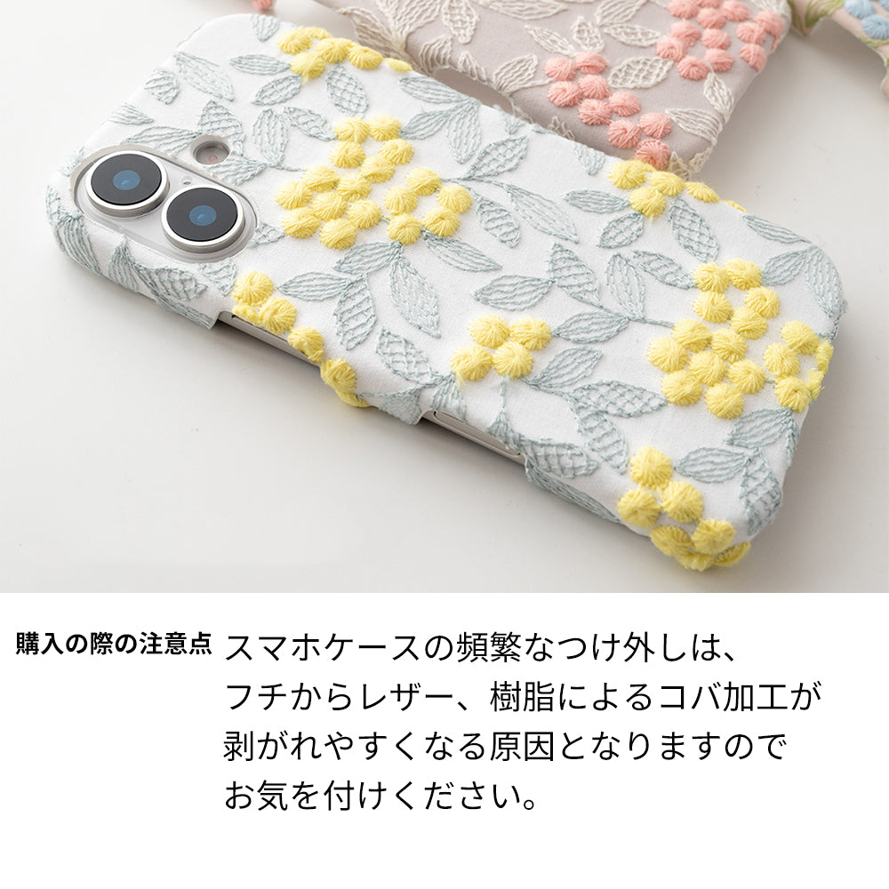 Galaxy S20+ 5G SCG02 au ぷっくりミモザ 刺繍 くすみカラー まるっと全貼りハードケース