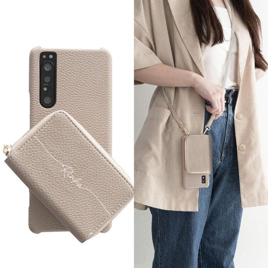 Google Pixel 9 回転式ミニ財布付きスマホショルダー くすみカラー Simple 名入れ