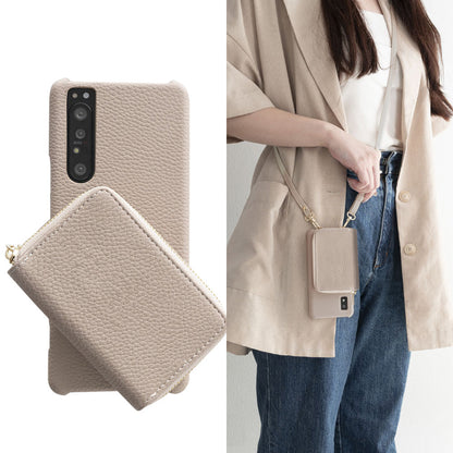 arrows Alpha F-51F docomo 回転式ミニ財布付きスマホショルダー くすみカラー Simple 名入れ