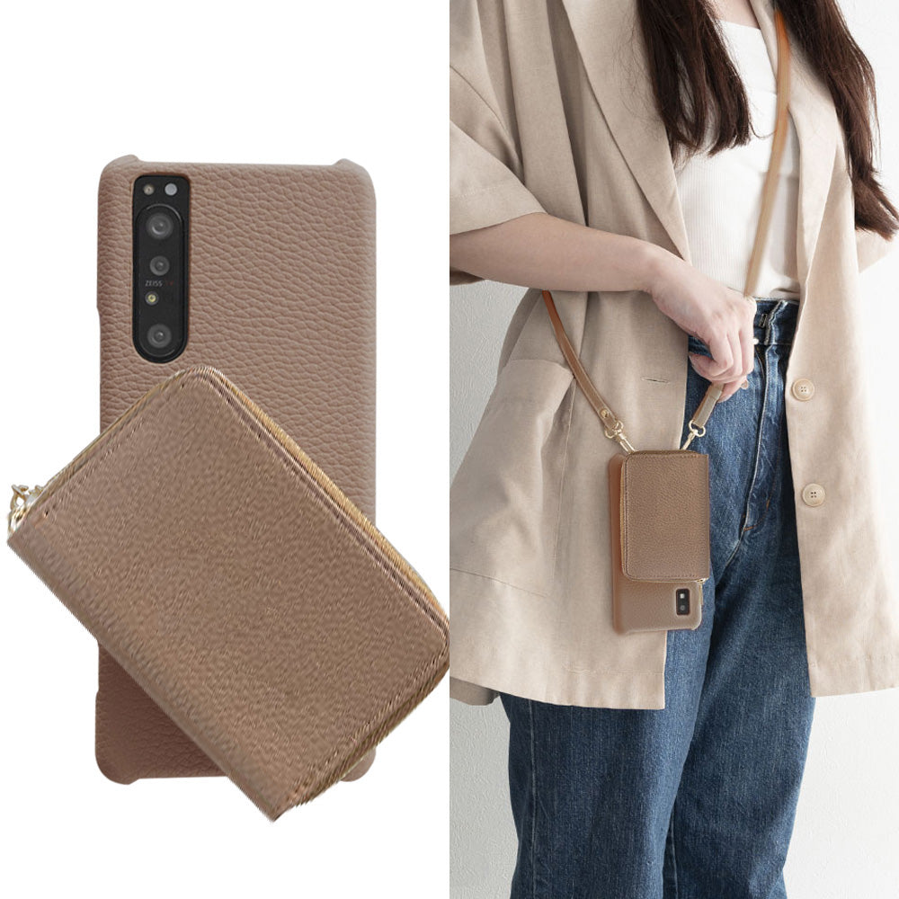 iPhone17e 回転式ミニ財布付きスマホショルダー くすみカラー Simple 名入れ