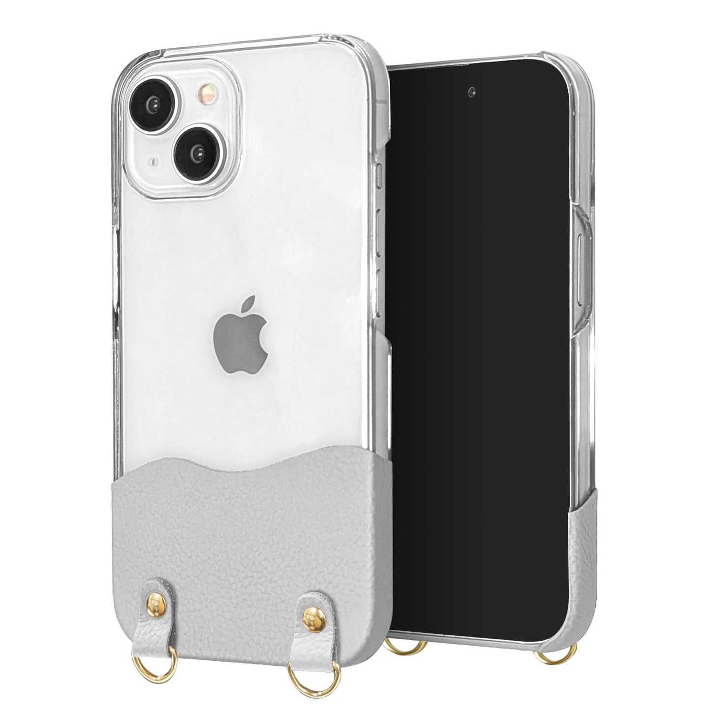 iPhone13 ちょいまる シュリンク姫路レザー 透明クリアケース スマホショルダー