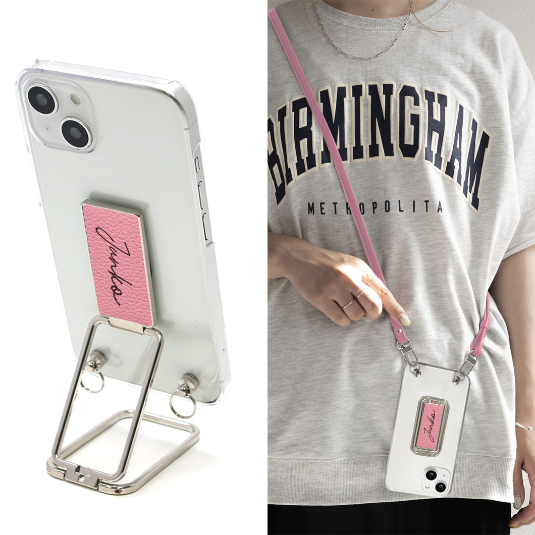 Galaxy S26 SM-S942Z SoftBank スマホスタンドになる名入れ多機能リング＆透明クリアケース ストラップ付き
