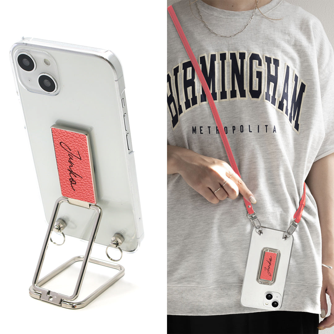 Galaxy Note9 SC-01L docomo スマホスタンドになる名入れ多機能リング＆透明クリアケース ストラップ付き