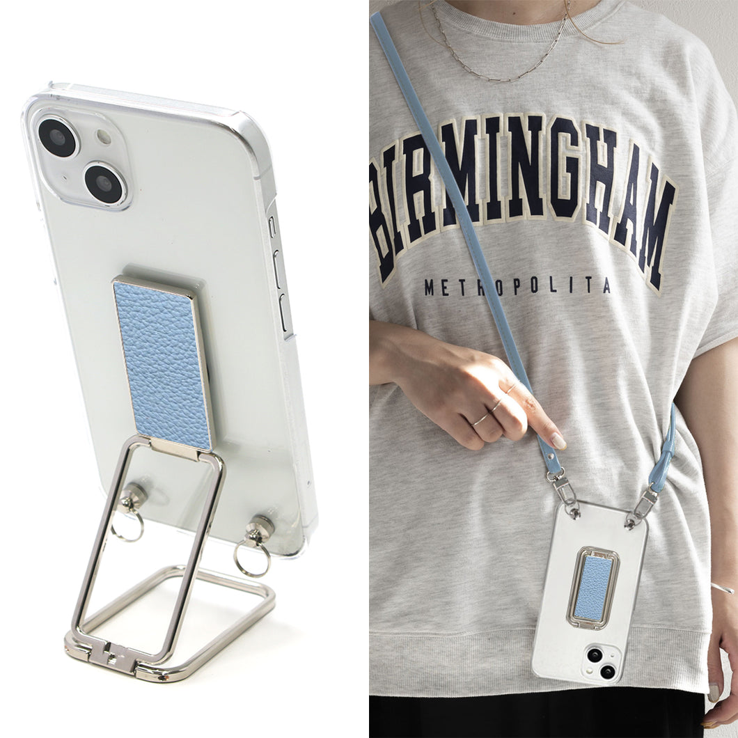 BASIO active2 SHG12 au スマホスタンドになる名入れ多機能リング＆透明クリアケース ストラップ付き