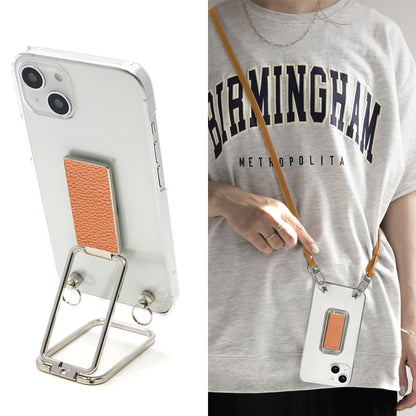 BASIO active SHG09 au スマホスタンドになる名入れ多機能リング＆透明クリアケース ストラップ付き