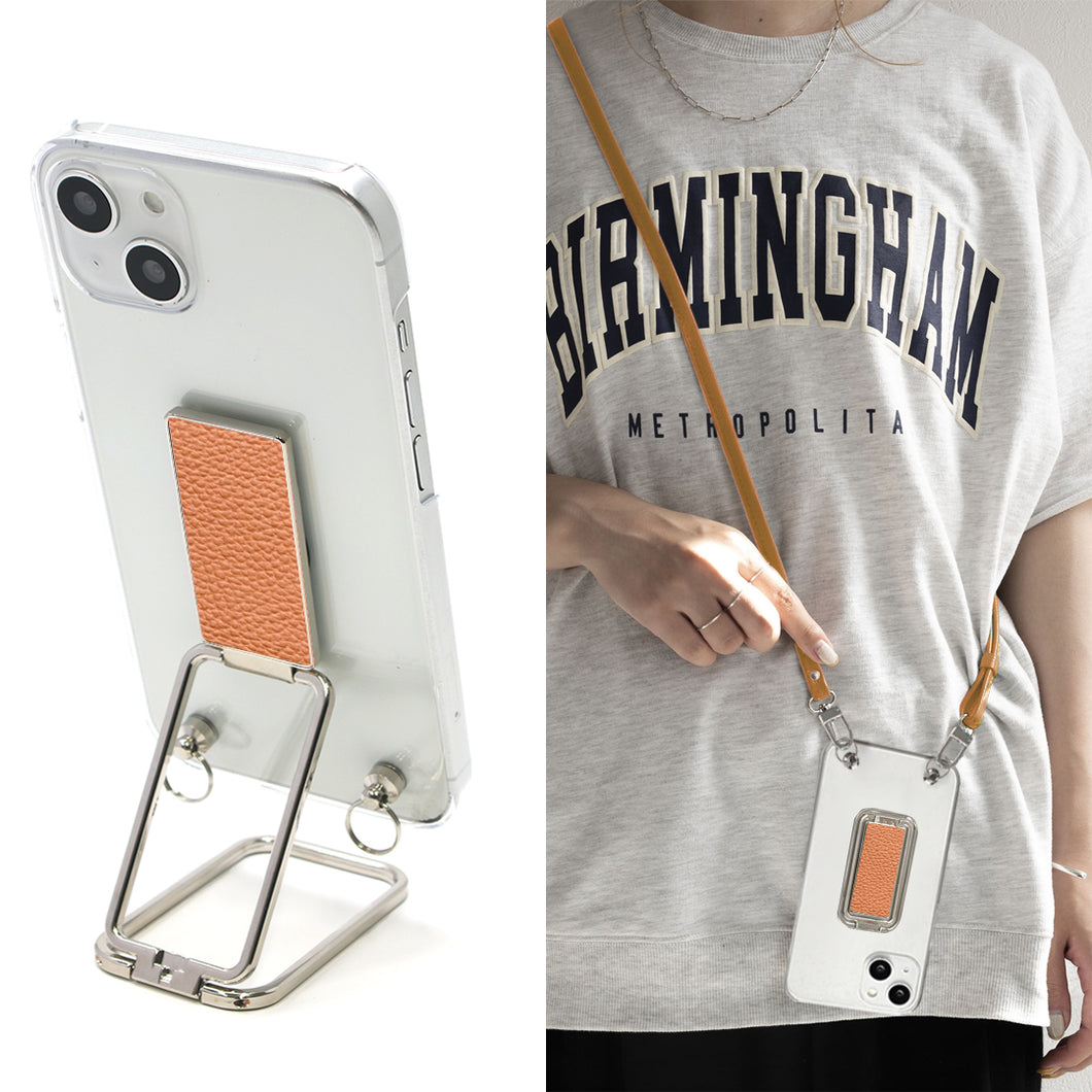 BASIO active SHG09 au スマホスタンドになる名入れ多機能リング＆透明クリアケース ストラップ付き