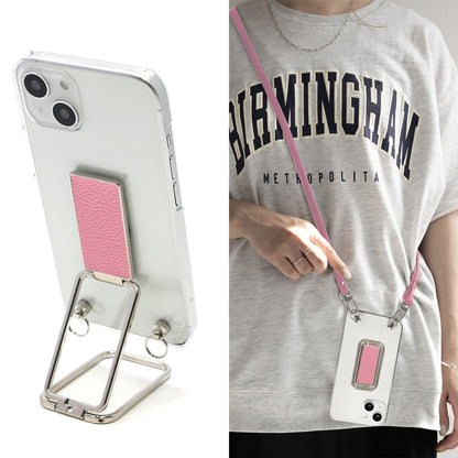 GRATINA KYV48 au スマホスタンドになる名入れ多機能リング＆透明クリアケース ストラップ付き