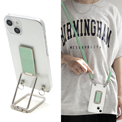 BASIO active SHG09 au スマホスタンドになる名入れ多機能リング＆透明クリアケース ストラップ付き