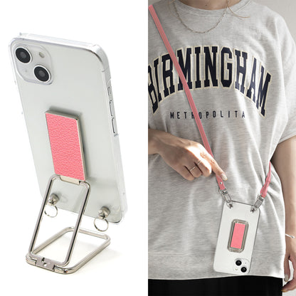 BASIO active SHG09 au スマホスタンドになる名入れ多機能リング＆透明クリアケース ストラップ付き