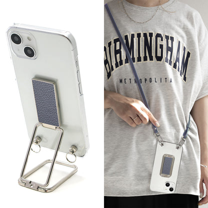 BASIO active SHG09 au スマホスタンドになる名入れ多機能リング＆透明クリアケース ストラップ付き