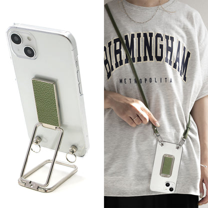 BASIO active2 SHG12 au スマホスタンドになる名入れ多機能リング＆透明クリアケース ストラップ付き