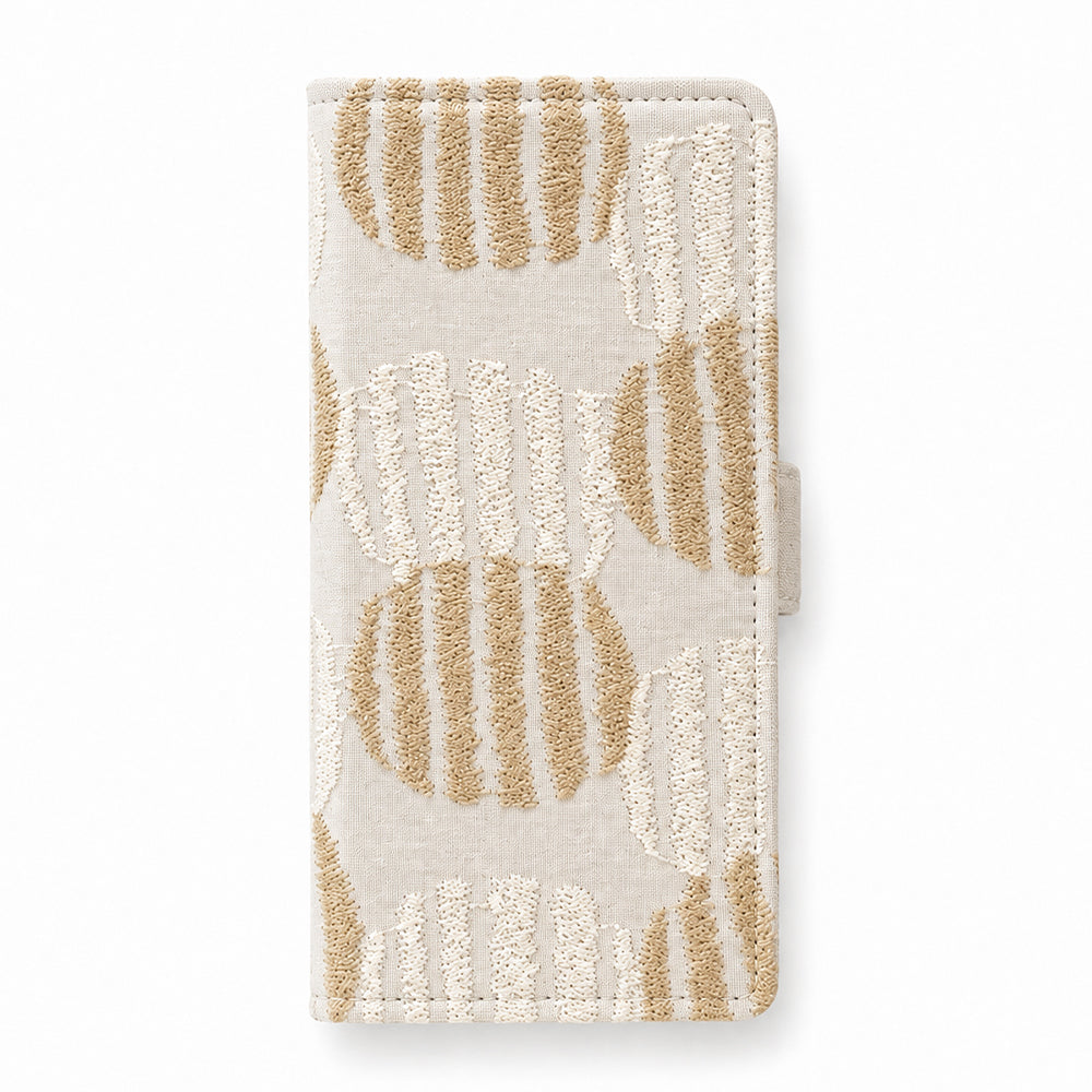 AQUOS sense7 plus A208SH SoftBank 北欧 サークルストライプ 刺繍 サイドマグネット スマホケース 手帳型