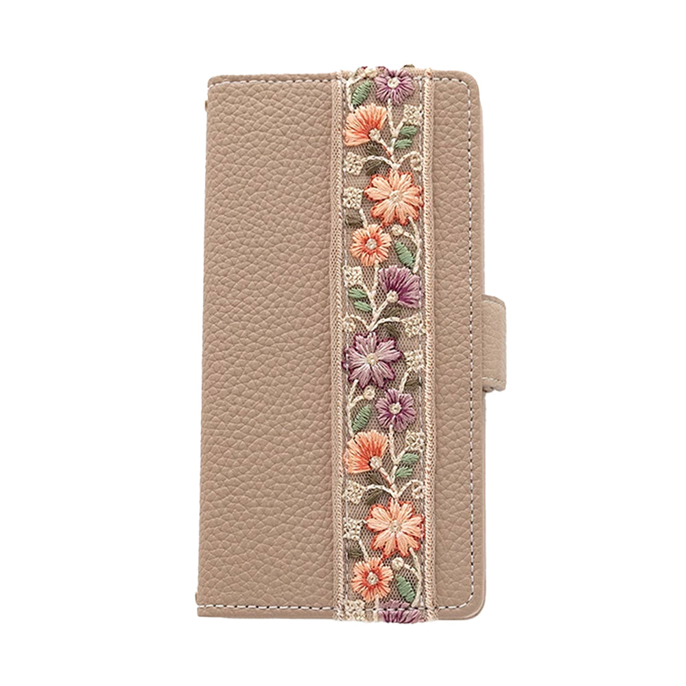 Galaxy Note9 SCV40 au インド刺繍 サイドマグネット くすみカラー スマホケース手帳型