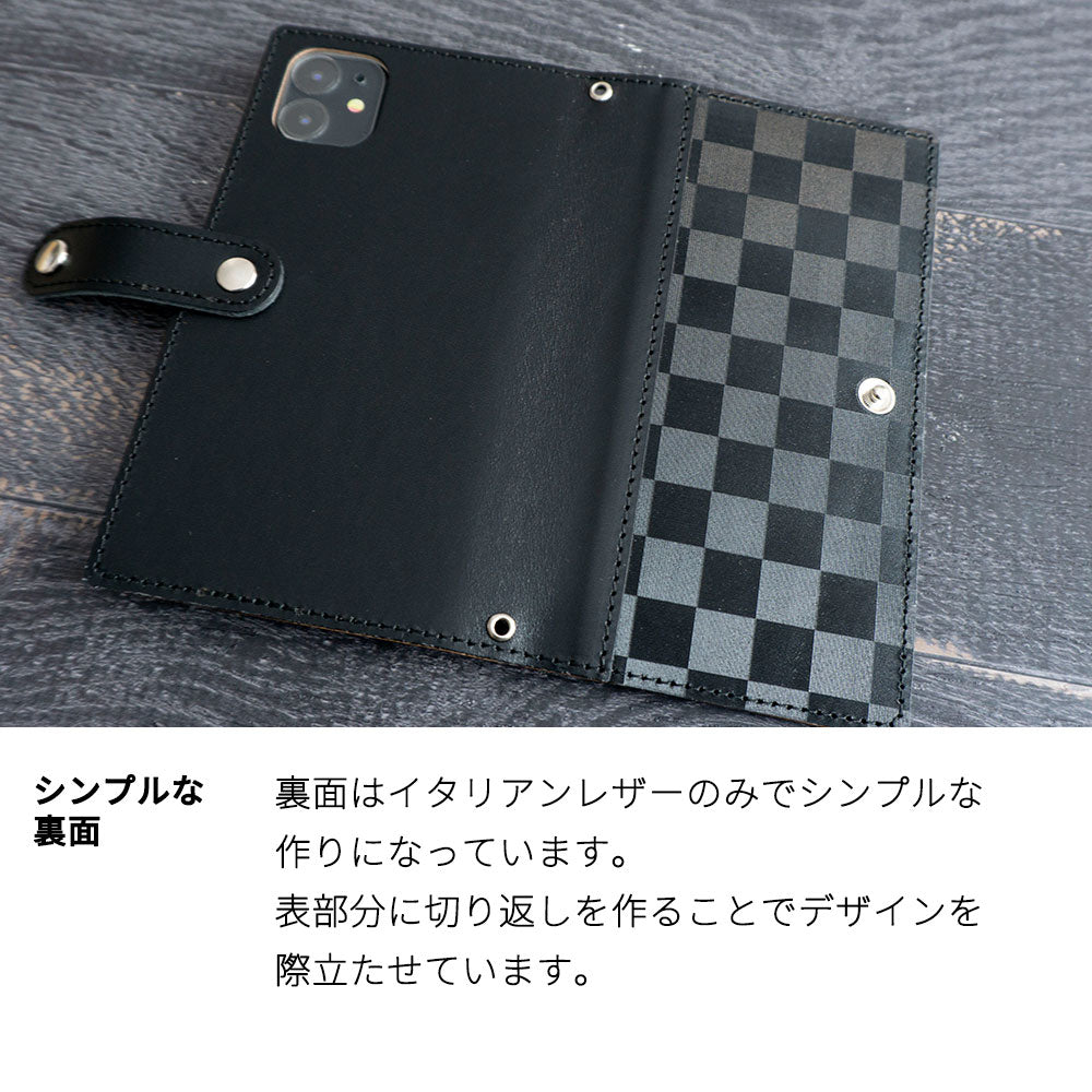 Xperia 10 III SO-52B docomo かくれ市松模様 イタリアンレザー 手帳型ケース 耐衝撃