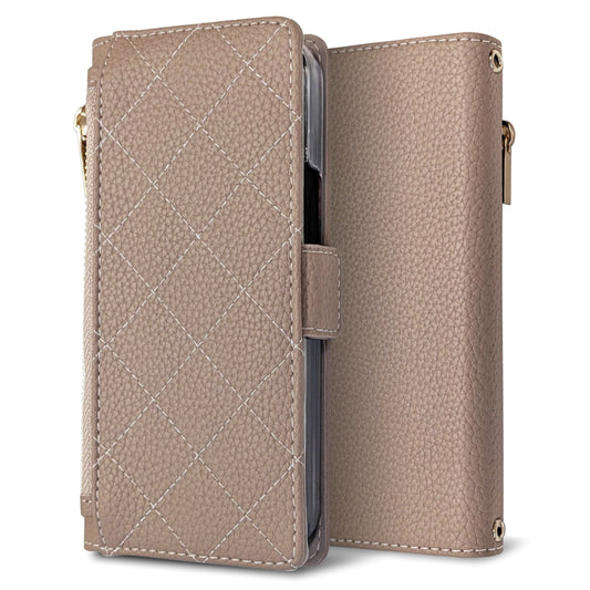 Galaxy Feel2 SC-02L docomo キルティング コインケース付き スマホケース 手帳型 ミラー付き サイドマグネット