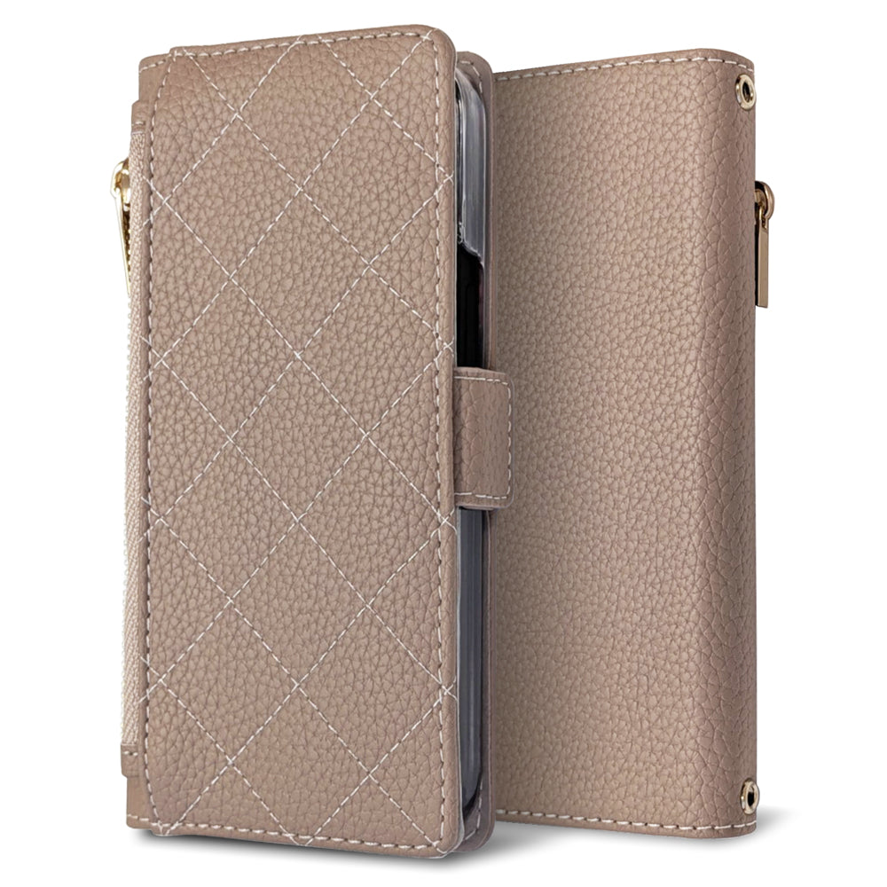 AQUOS wish3 A302SH Y!mobile キルティング コインケース付き スマホケース 手帳型 ミラー付き サイドマグネット