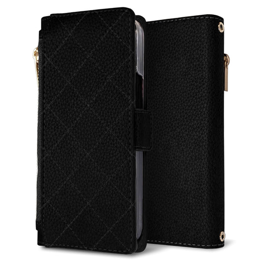 arrows M03 キルティング コインケース付き スマホケース 手帳型 ミラー付き サイドマグネット