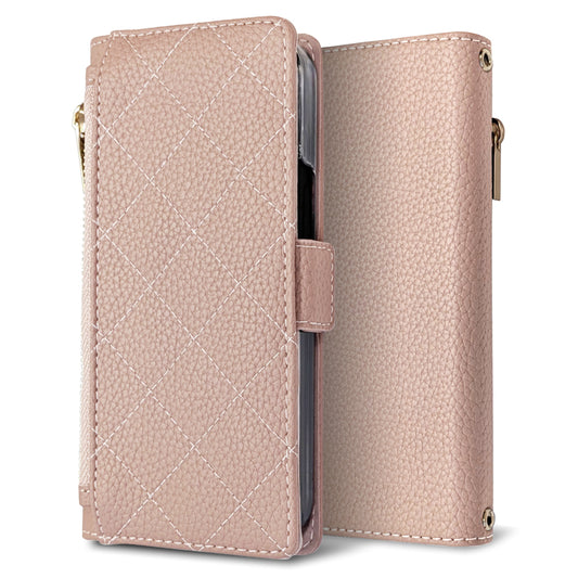 iPhone5 キルティング コインケース付き スマホケース 手帳型 ミラー付き サイドマグネット